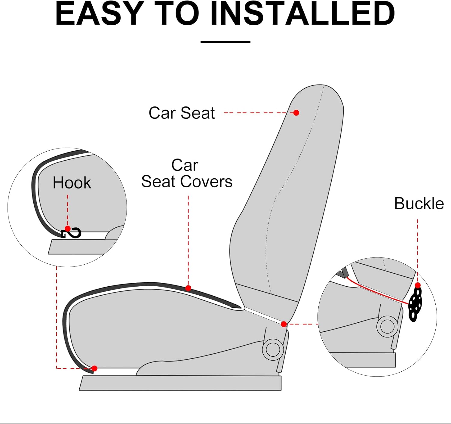 surpassme Cómodas fundas universales para asiento delantero para accesorios de automóvil con bolsillos de almacenamiento, fundas interiores