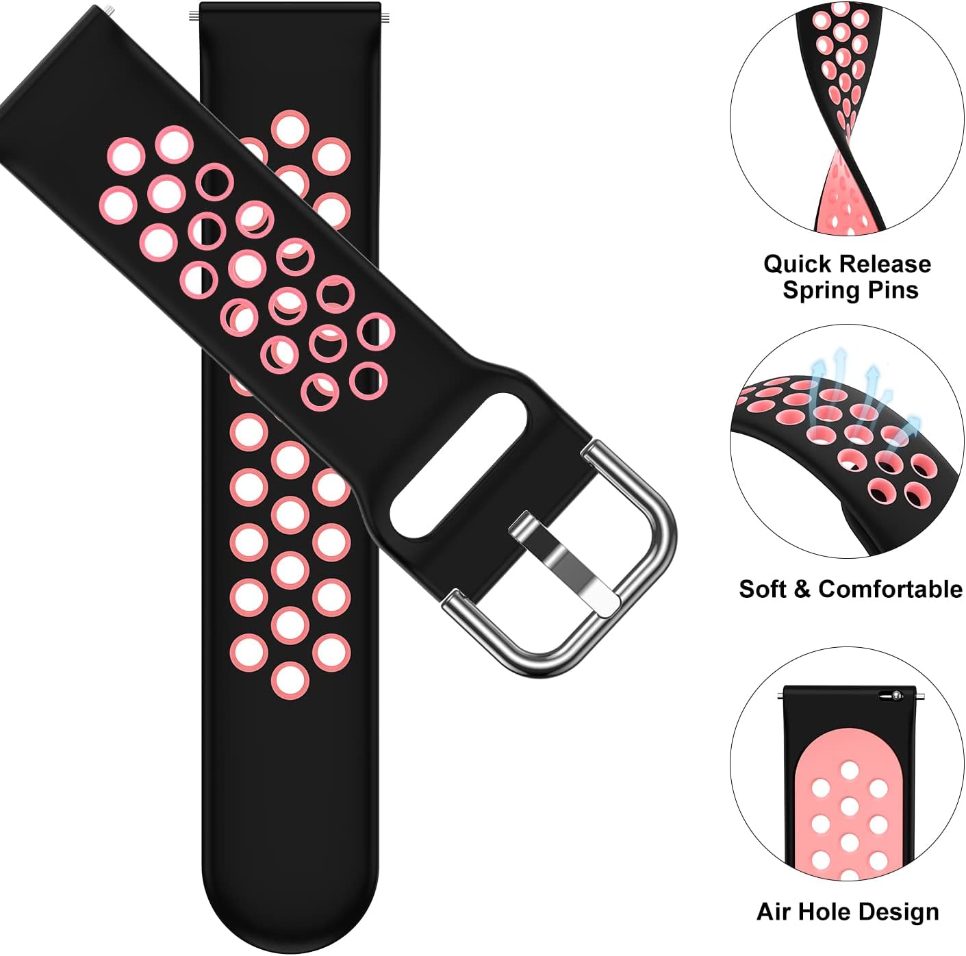 NAHAI Paquete de 3 correas compatibles con Samsung Galaxy Watch Active 2 de 1.575 pulgadas, 1.732 pulgadasActiveGalaxy Watch 3 Band 1.614