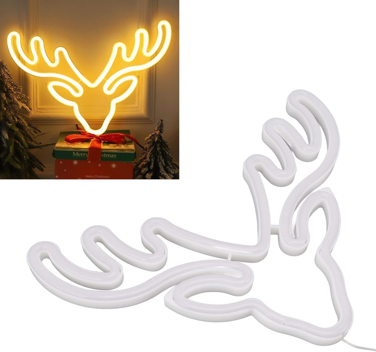 Wall Neon Light, ABS Backboards USB Powered Unbreakable Soft Flexible PVC LED Strips Neon Light Sign for Christmas(#1)