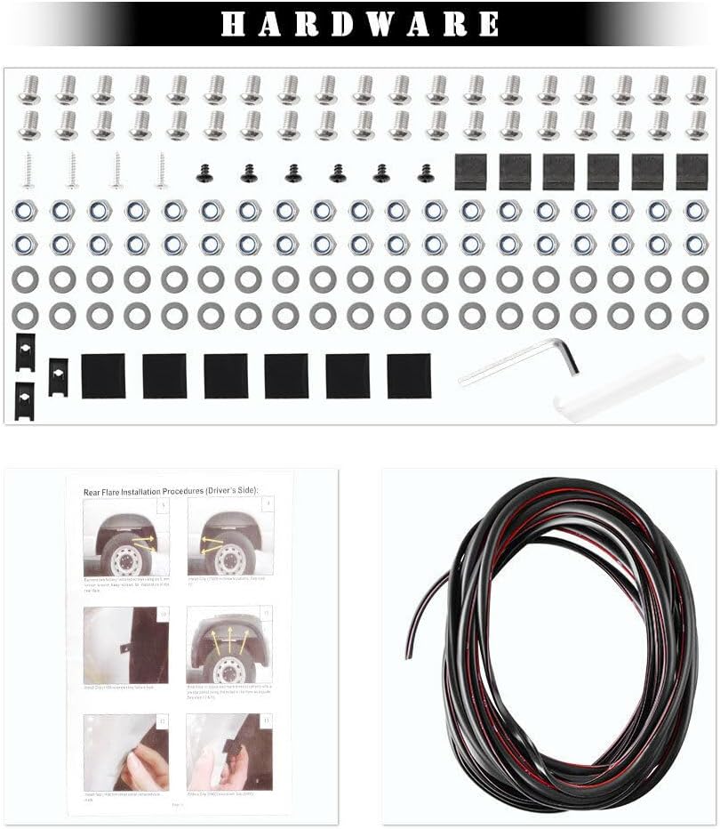 Neutron 4 unidades guardabarros delantero trasero izquierdo conductor derecho pasajero ABS bolsillo plástico remachado estilo E03YS0204, fácil