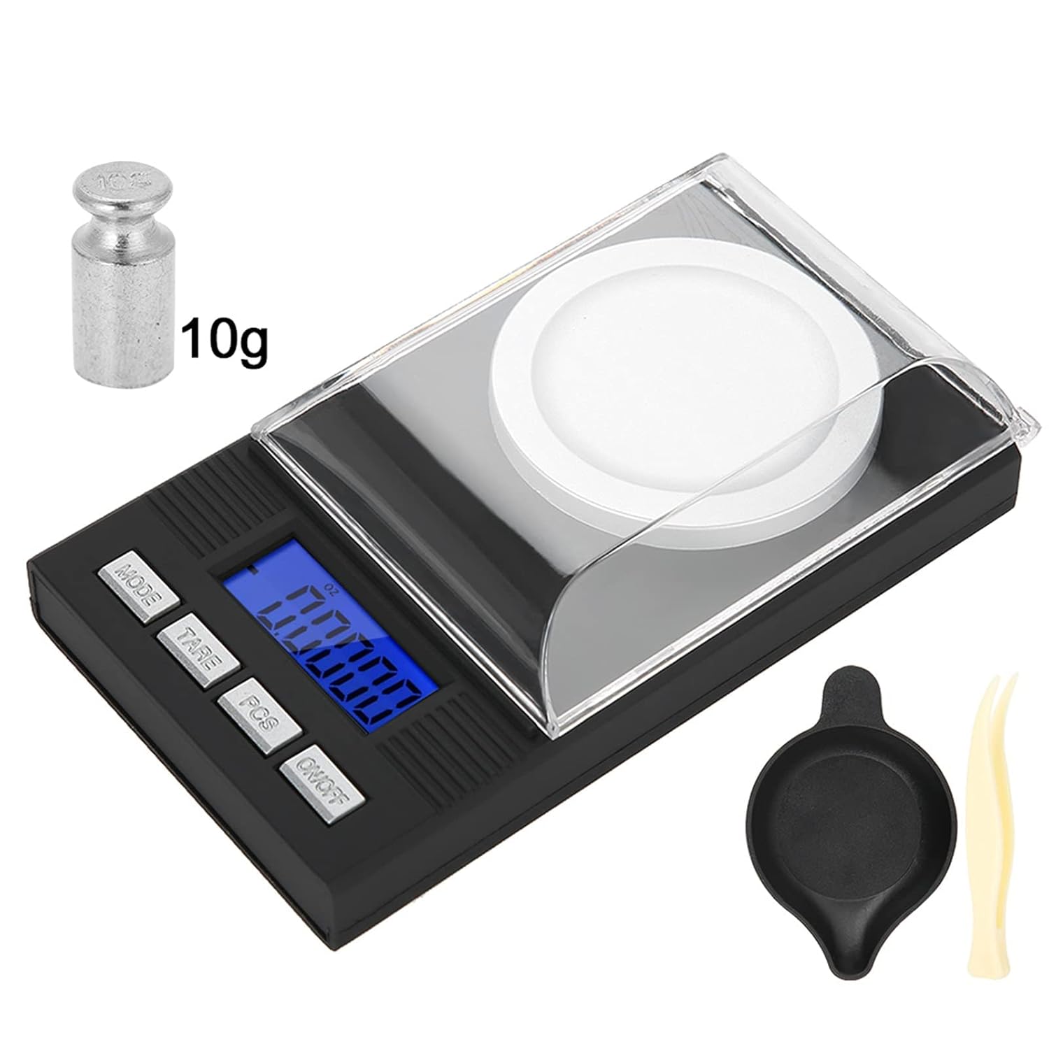 Báscula digital de miligramo, pantalla digital LED, mini portátil de alta precisión 0.00 oz de bolsillo para joyería con pesas de calibración,