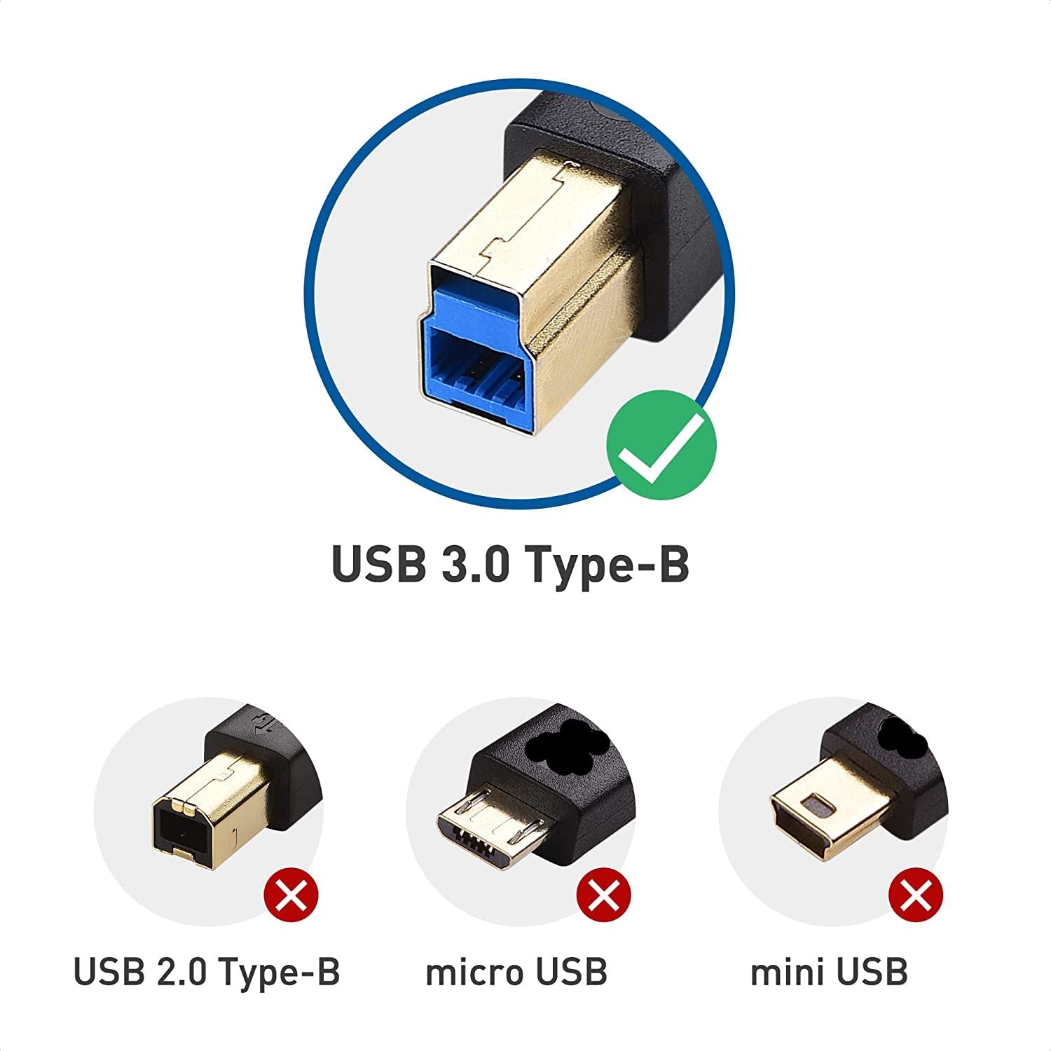 Cable USB tipo C a USB B 3.0 de 6.6 ft USB C macho a USB B macho de alta velocidad 5 Gbps C a B macho Cable