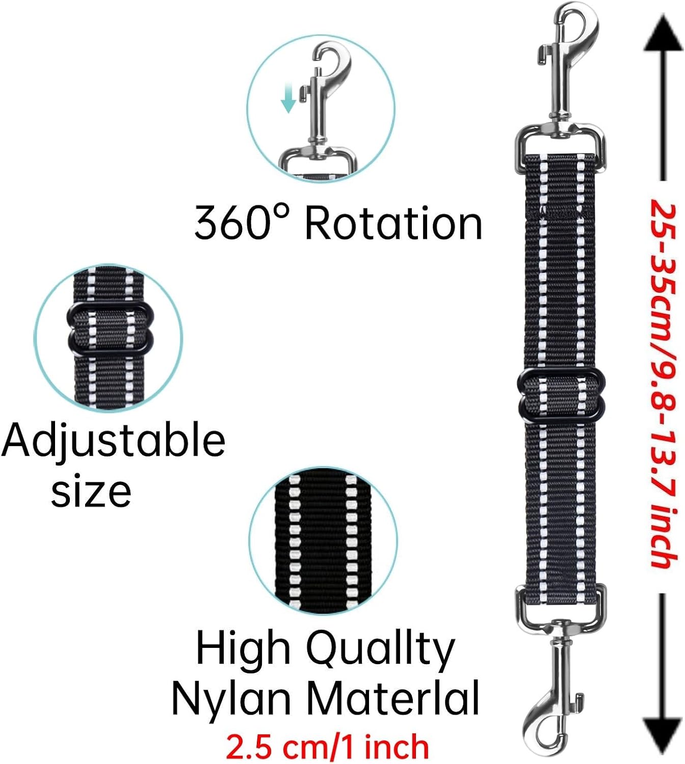 Clip de seguridad para perro, collar para arnés, clip de seguridad para collar de punta, conector de arnés para perro, collar de nailon reflectante