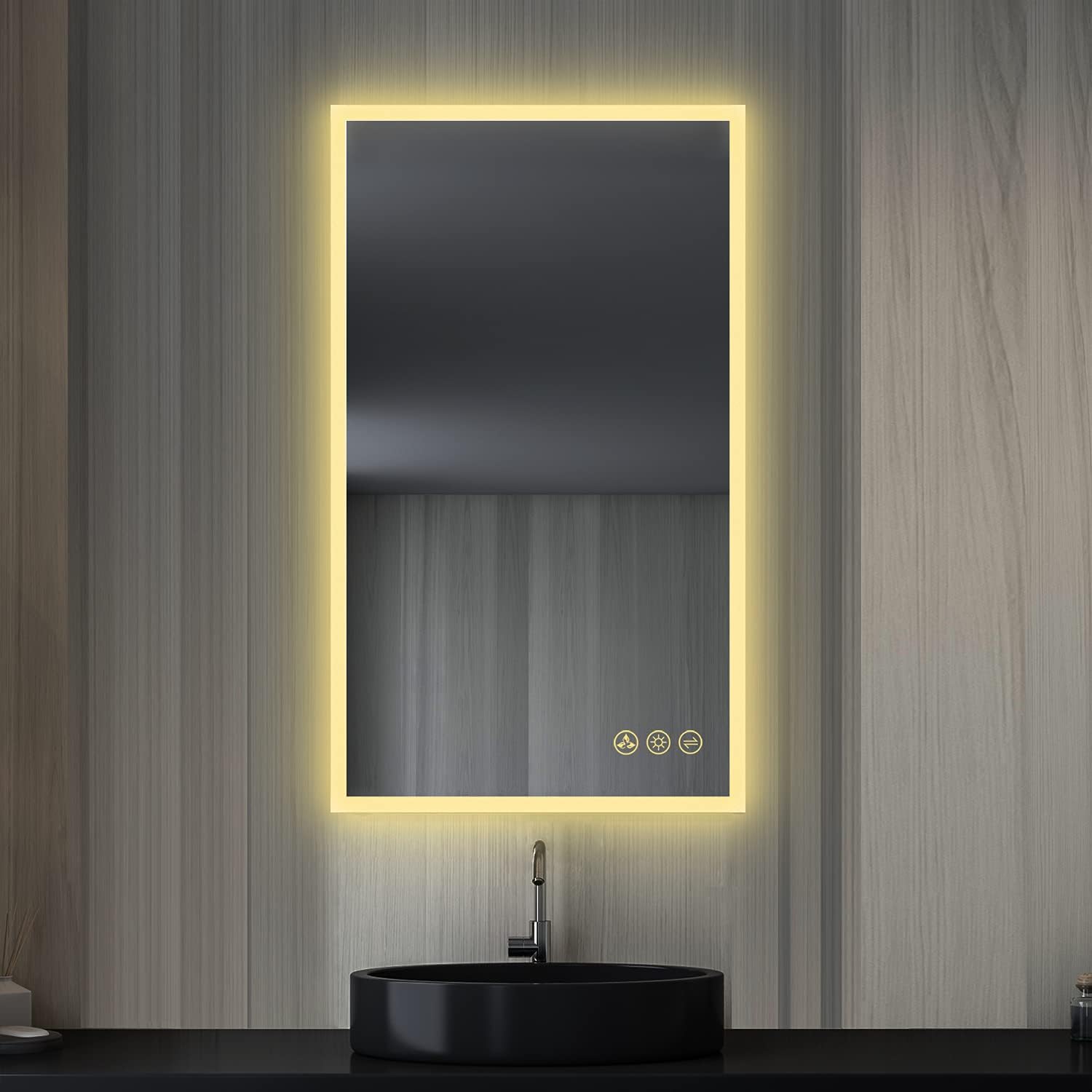 Espejo de baño LED de 21 x 36 pulgadas con antiniebla, atenuador, temperatura de color ajustable, espejo LED inteligente para baño (21 pulgadas,