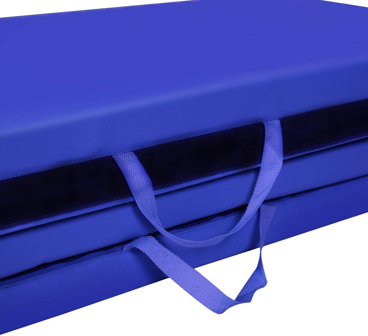 Giantex Colchoneta de gimnasia de 4 x 8 pies, alfombrilla plegable de 2 pulgadas de grosor con asas de transporte, alfombrilla de gimnasio plegable