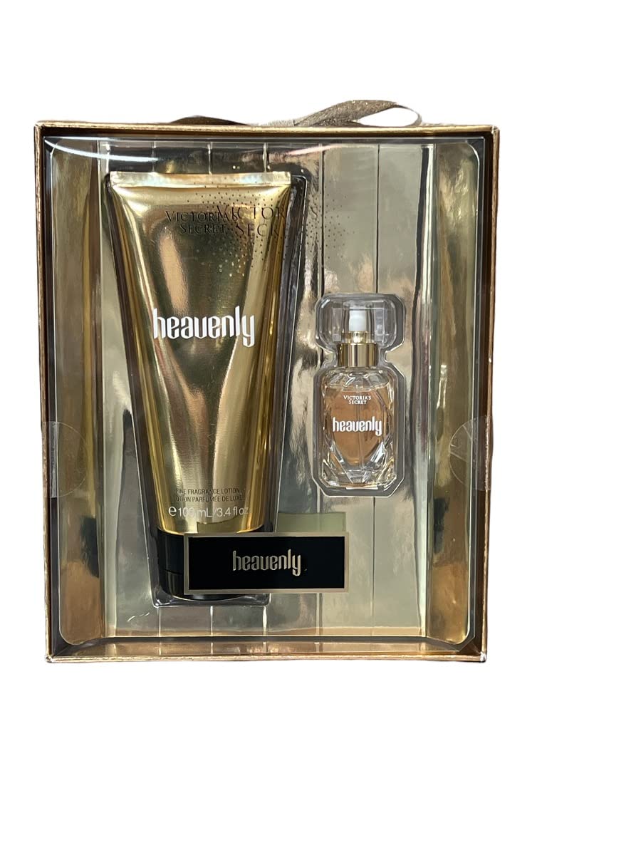 Victoria’s Secret Heavenly Eau de Parfum de 0.25 onzas y loción de fragancia 3.4 oz Mini Perfume Set de regalo (Heavenly)