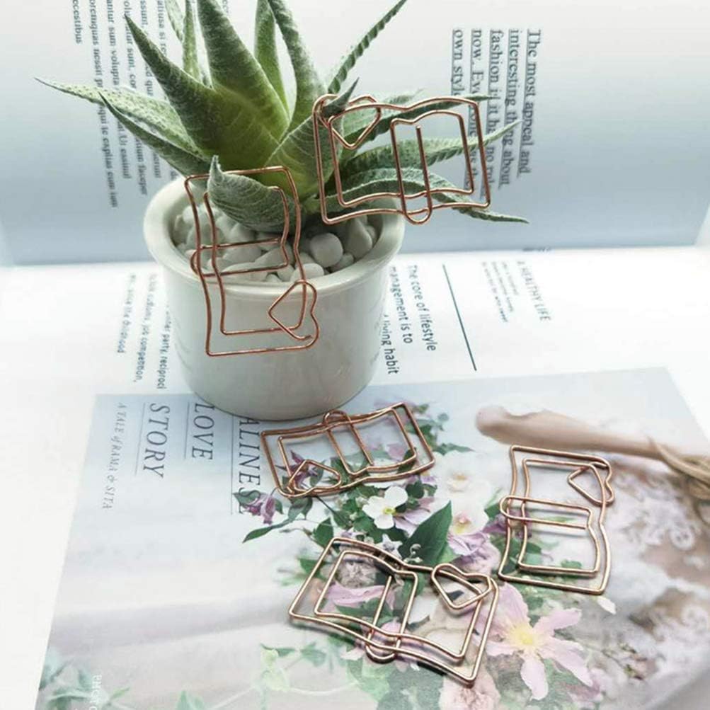 Clips de papel de hierro, 60 unidades, marcadores de libros de metal, clip de papel con forma de libro, clips de papel para diario, abrazadera de