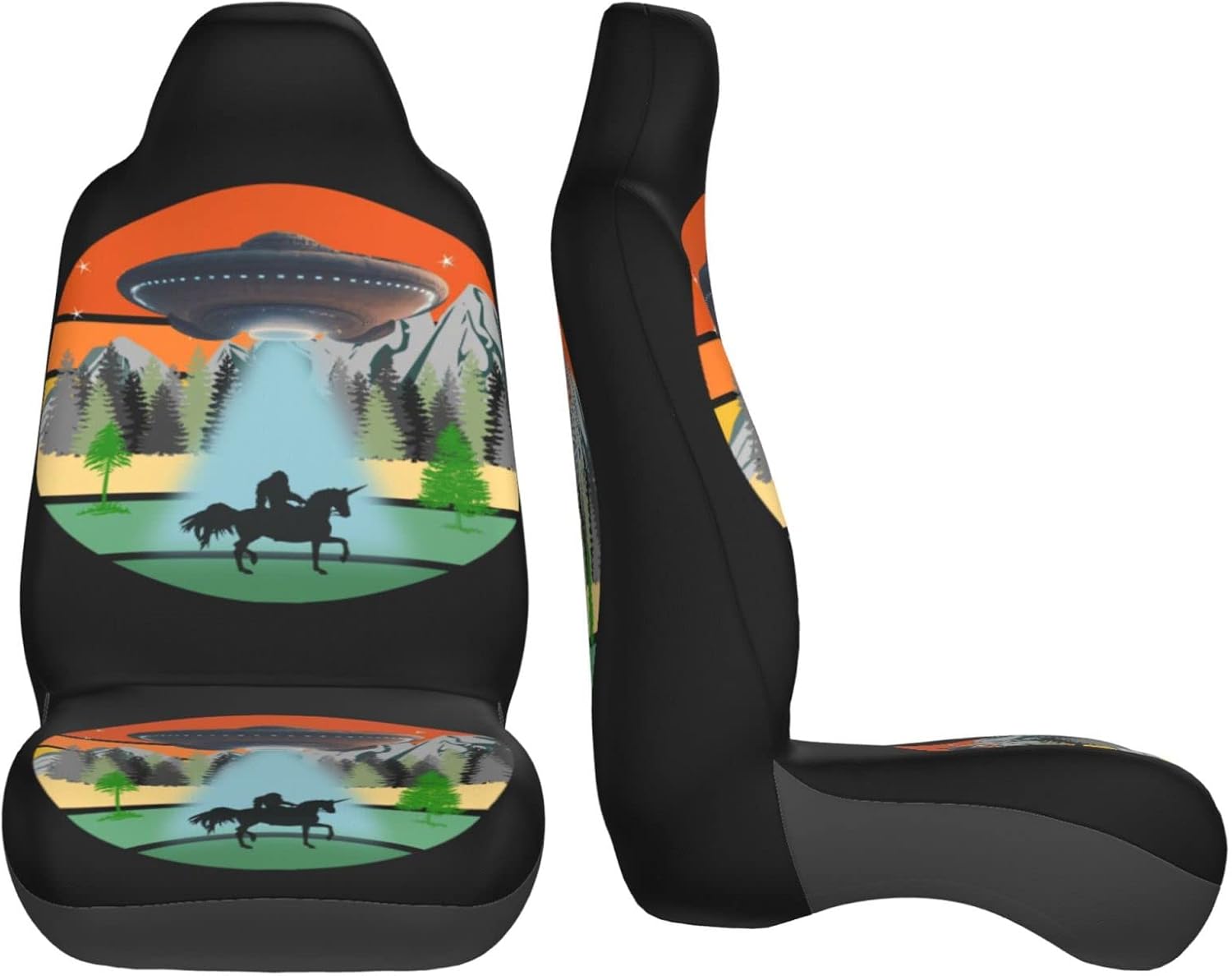 Alien Unicorn Sasquatch Bigfoot – Funda de asiento delantero de automóvil para hombres y mujeres, 2 piezas, fundas de asiento automotriz para