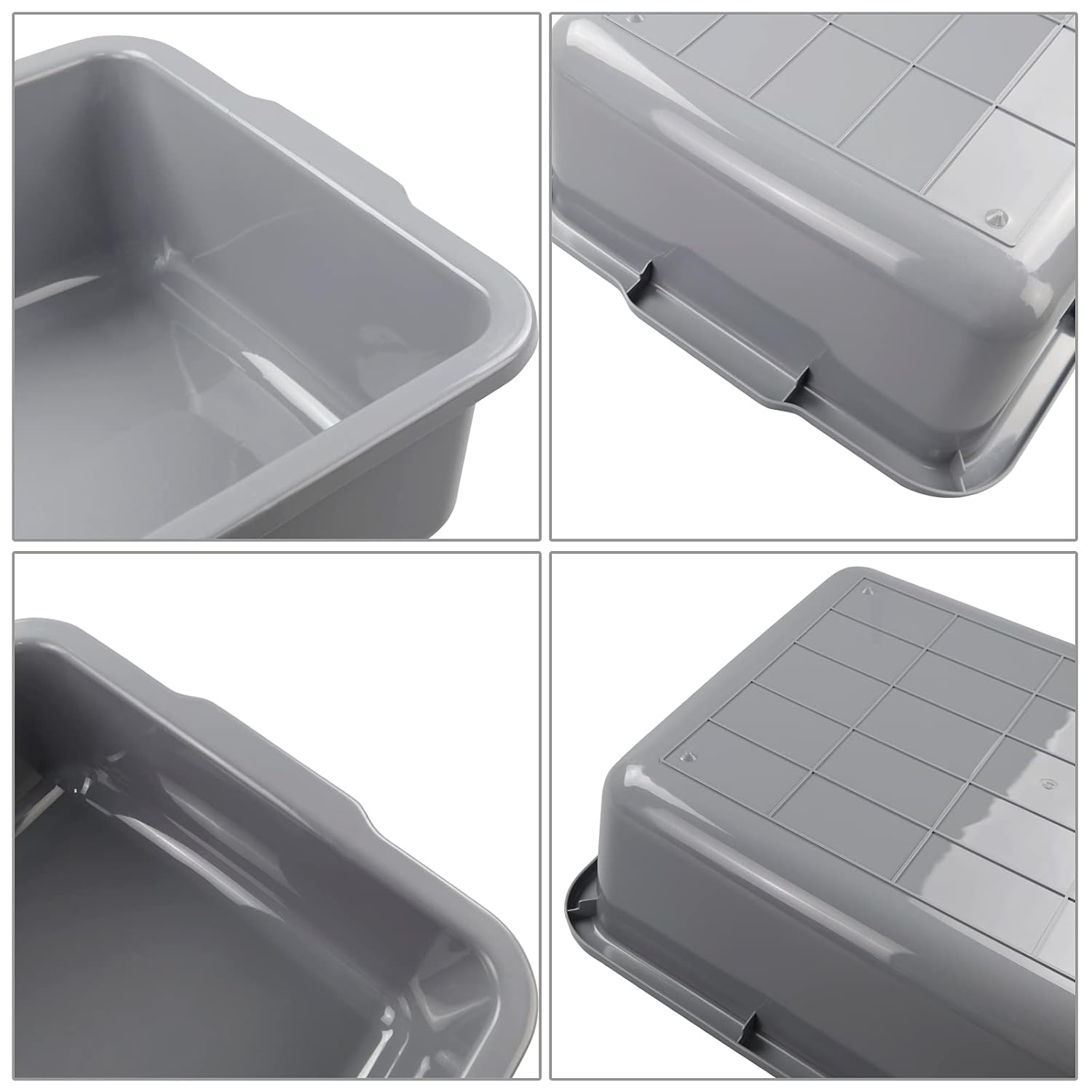 Paquete de 4 cajas de plástico para autobús, grandes cajas de autobús comerciales, 35 L, color gris