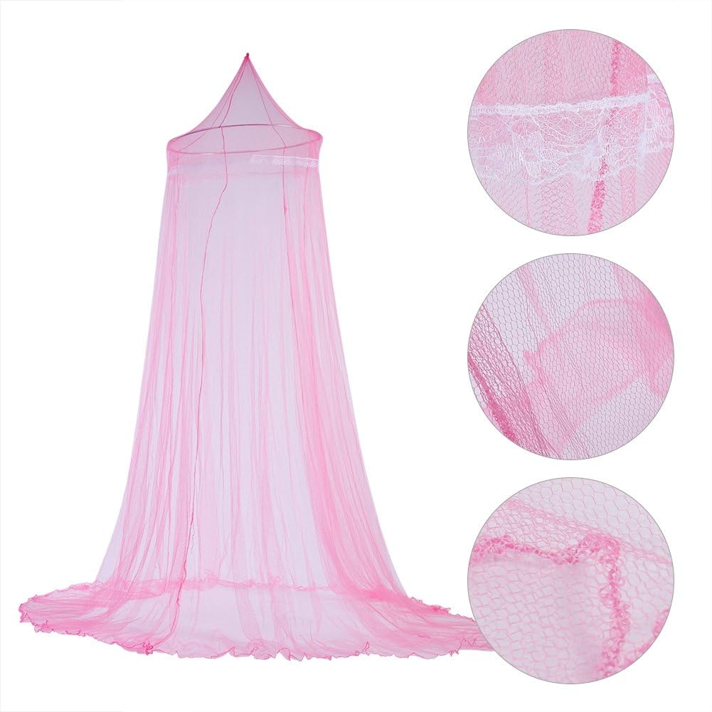VBESTLIFE Elegante cortina de encaje de princesa para cama de niños con ventilación, tela ligera y hermosa decoración para dormitorio de niñas (rosa)
