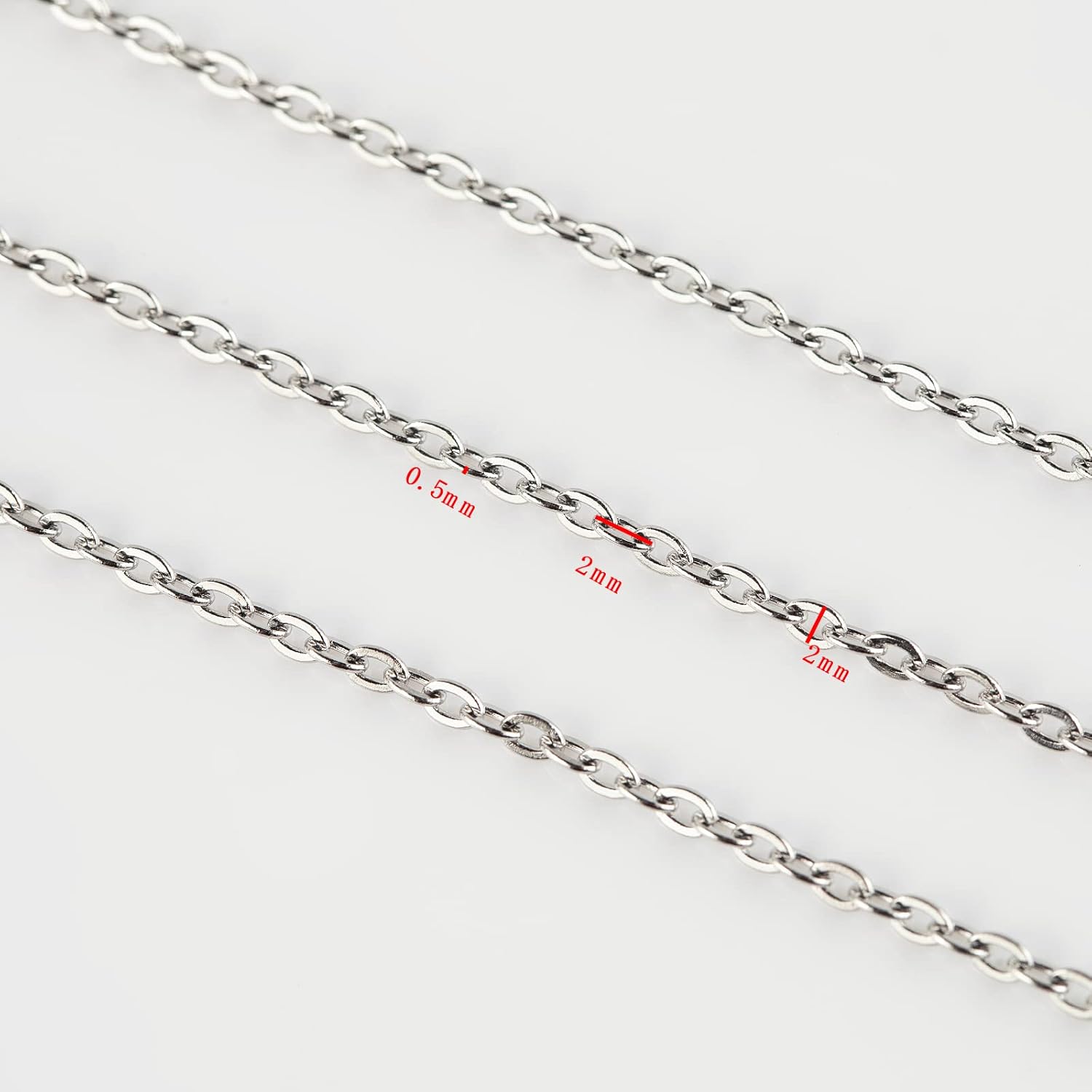 UMAOKANG Cadenas de joyería de plata de 65 pies para fabricación de joyas, carrete de eslabones de cadena de cable plano, manualidades, aretes,