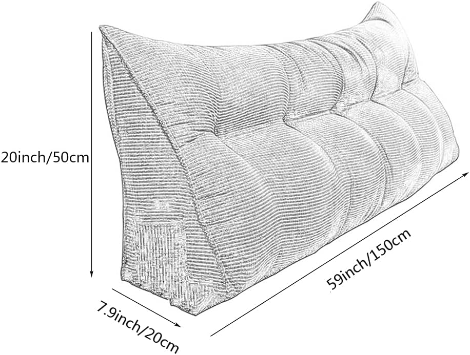 ZZYK Almohada triangular para cabecero, cojín triangular de color sólido, almohada de cuña de soporte de posicionamiento grande para sofá cama con