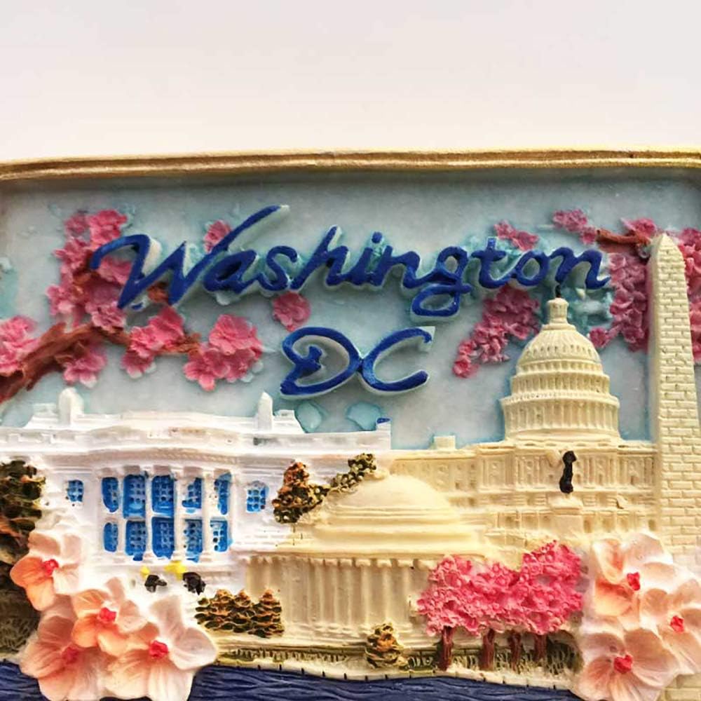 Washington DC USA – Imán de nevera 3D hecho a mano, resina magnética, decoración del hogar, cocina, colección de imanes para nevera de Washington