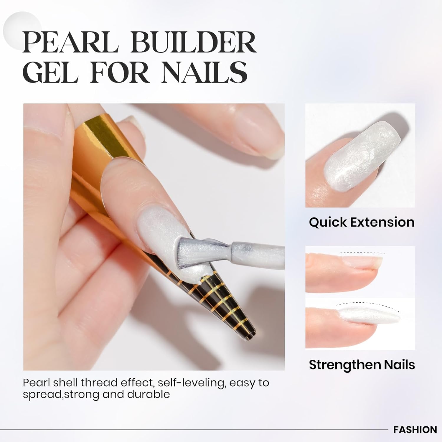 MIZHSE Gel constructor para uñas, gel constructor de uñas perla, gel en una botella, fortalecedor de uñas, reparación de extensión de uñas, gel duro