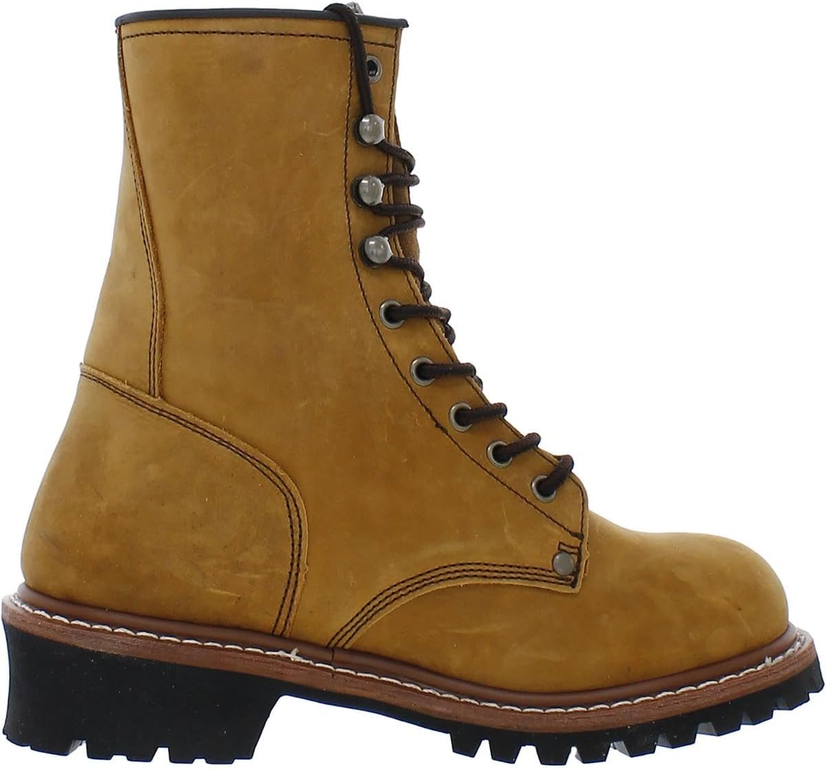 Ad Tec Botas de trabajo de cuero de caballo loco de 9 pulgadas para hombre, puntera suave lisa y suela de goma antideslizante que absorbe los golpes