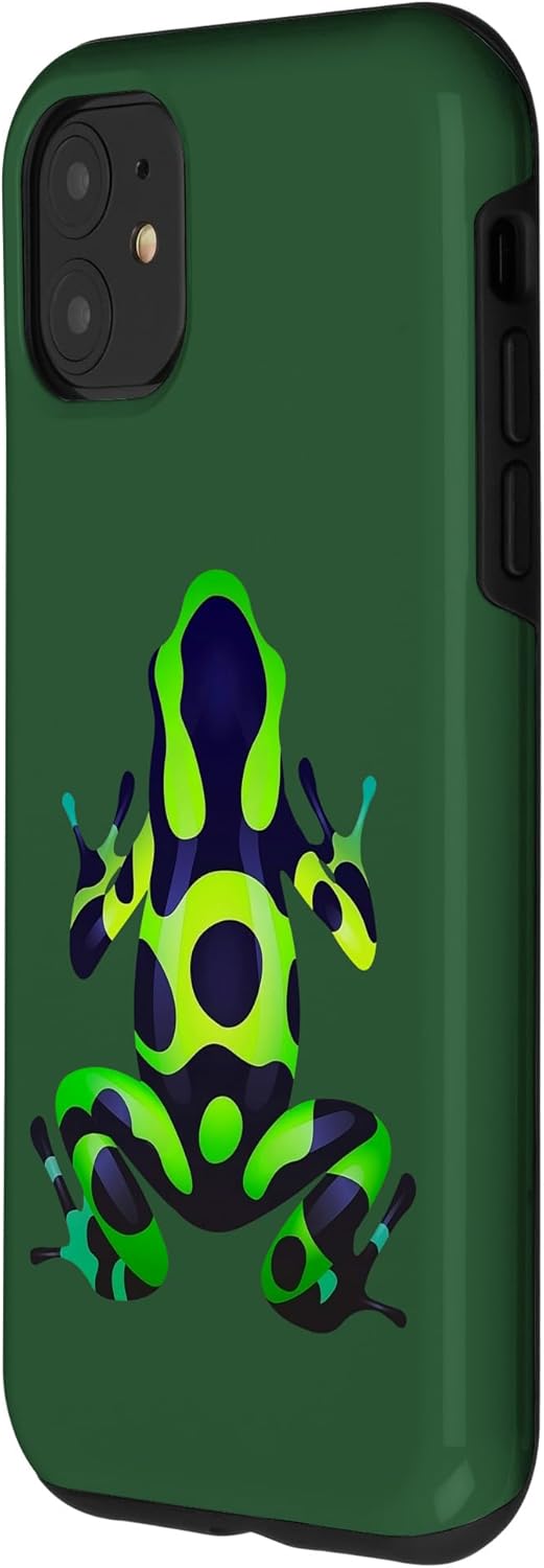 iPhone 11 Verde y Negro Veneno Dardo Rana Coloreado Exótico Anfibio Pet Case