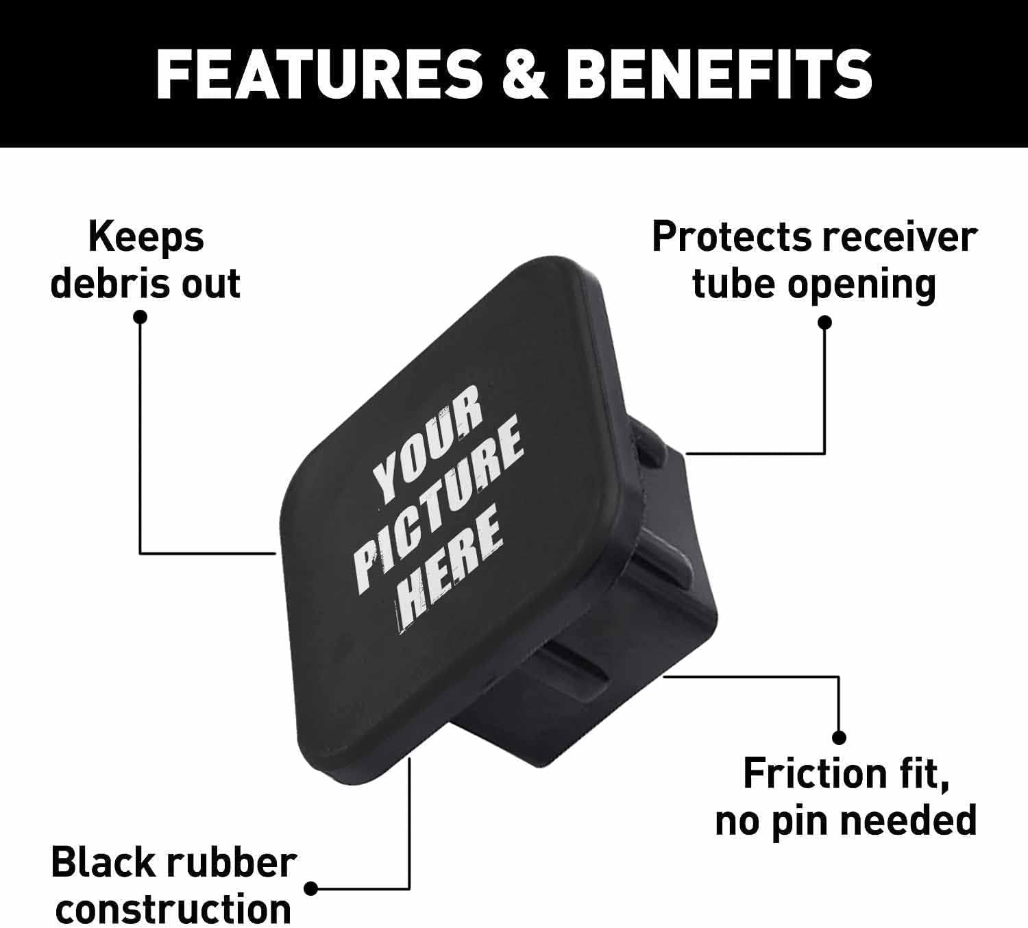 Personaliza tu cubierta de enganche de remolque AUTO, tapa de enchufe de tubo receptor de remolque de patrón personalizado, compatible con inserto