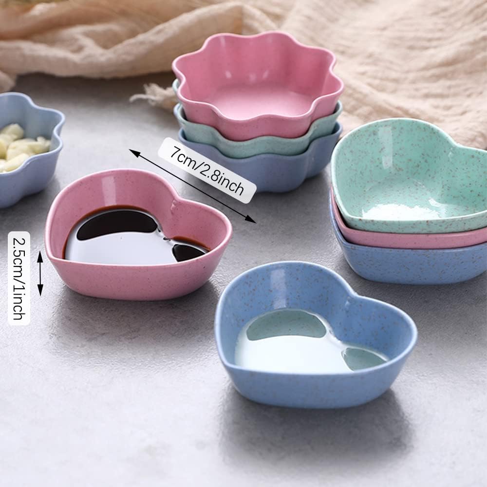 Paquete de 8 platos para salsa, platos de salsa de soja, mini platos multicolores para condimentos