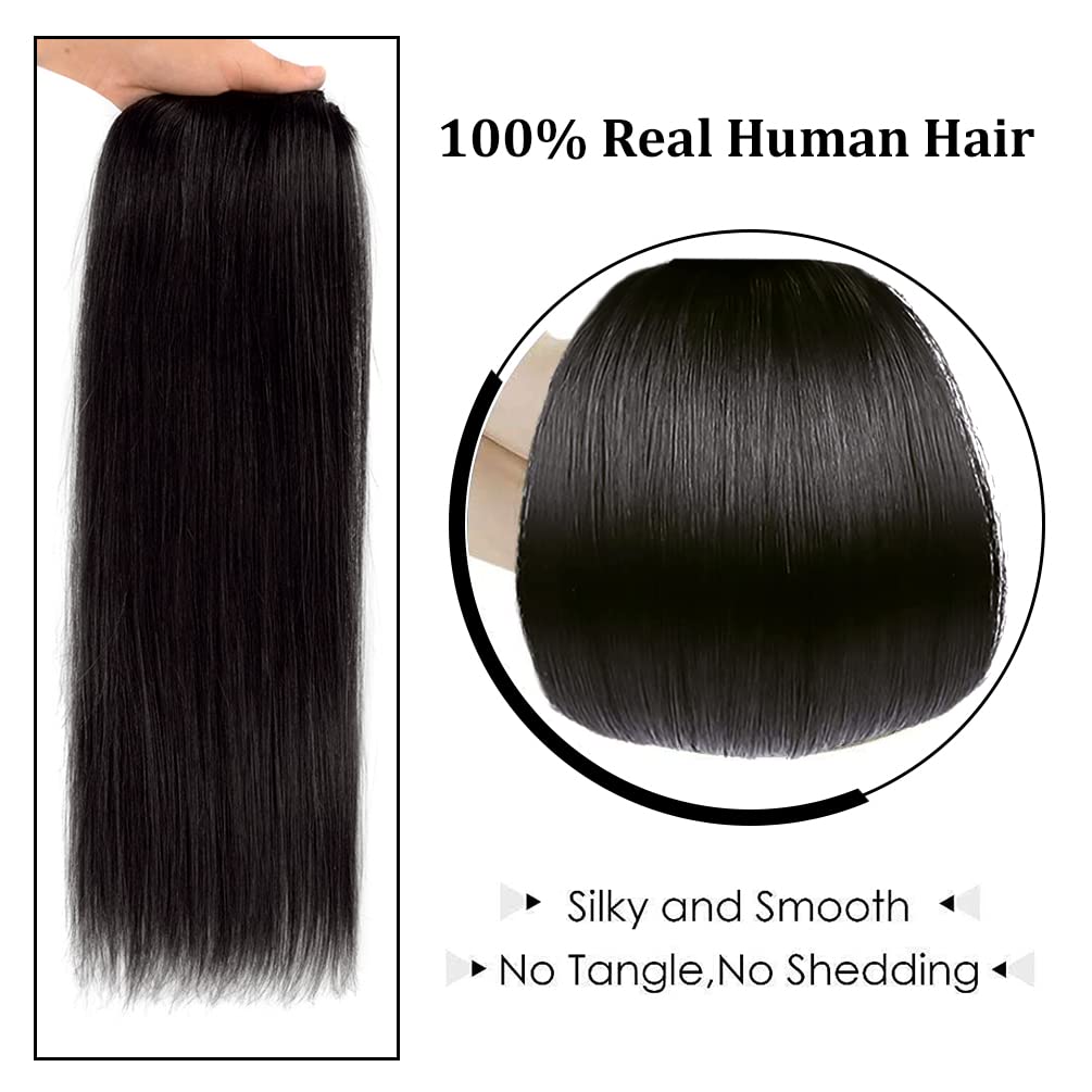 Extensiones de cabello humano Remy de 20 pulgadas con clip para mujer, extensiones de cabello humano largo, sedoso y liso, 2.65onzas, 4 piezas,