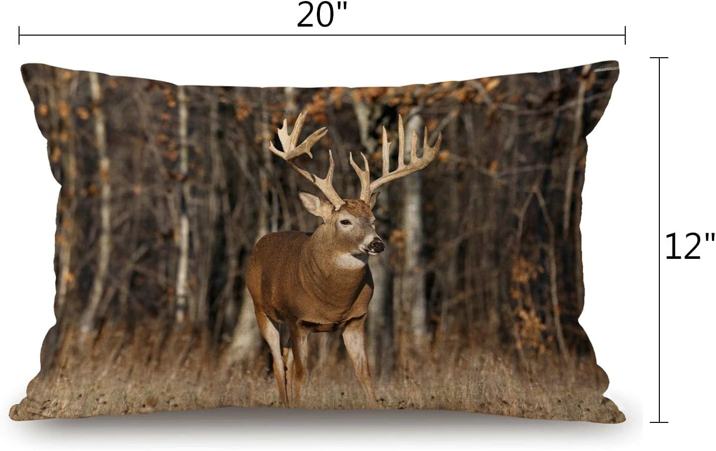 Bonito regalo de ciervo, hierba, bosque, caza, cintura lumbar, de algodón, lino, funda de cojín para sofá, decoración del hogar, rectangular, 12 x
