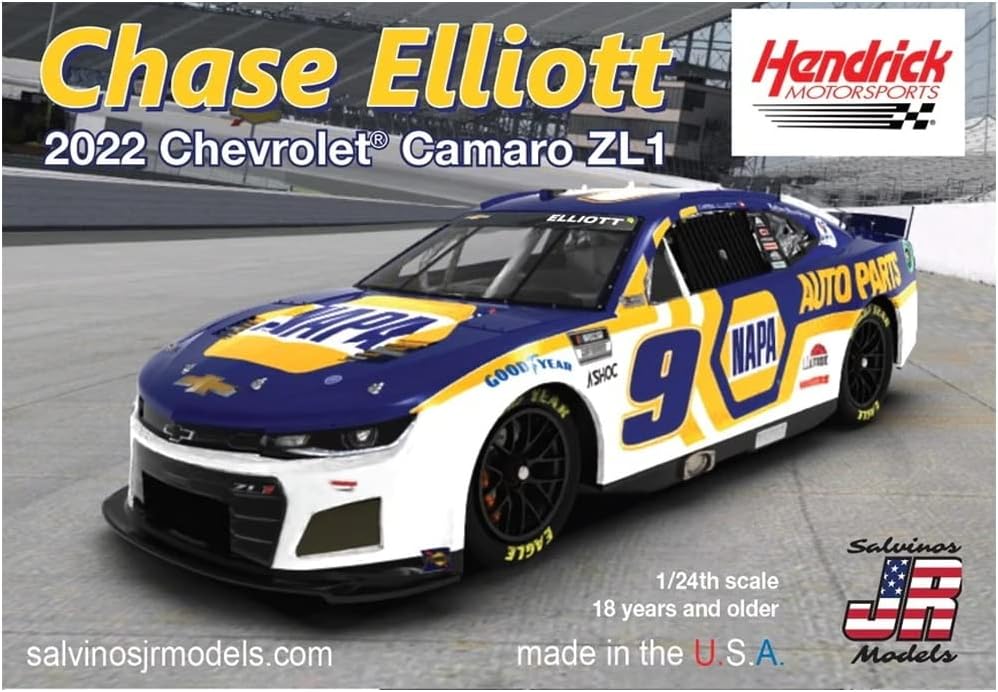 Salvinos Jr Modelos HMC2022CEP escala 124 2022 Camaro ZL1 #9 Chase Elliott Kit de modelo de plástico SJMHMC2022CEP 0