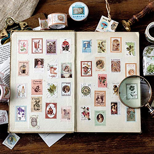1 rollo de sello postal Washi cinta adhesiva para álbumes de recortes, diario basura, manualidades, envoltura de regalos, álbum de viñetas,