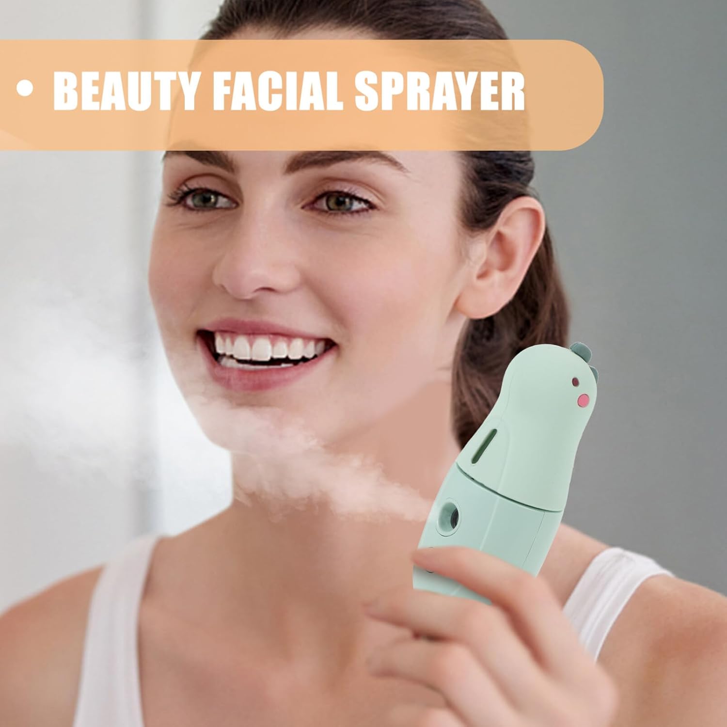 Beavorty 1 Unidades Nano Spray Dispositivo de Hidratación Pequeño Dinosaurio Humidificador Carga USB Mini Vapor Facial Portátil Luz Verde Belleza