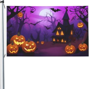 Bandera de calabaza de Halloween, impresión de doble cara, pancarta de poliéster de 3 x 5 pies con ojales, banderas de jardín y casa, decoración Bandera de calabaza de Halloween, impresión de doble cara, pancarta de poliéster de 3 x 5 pies con ojales, banderas de jardín y casa, decoración