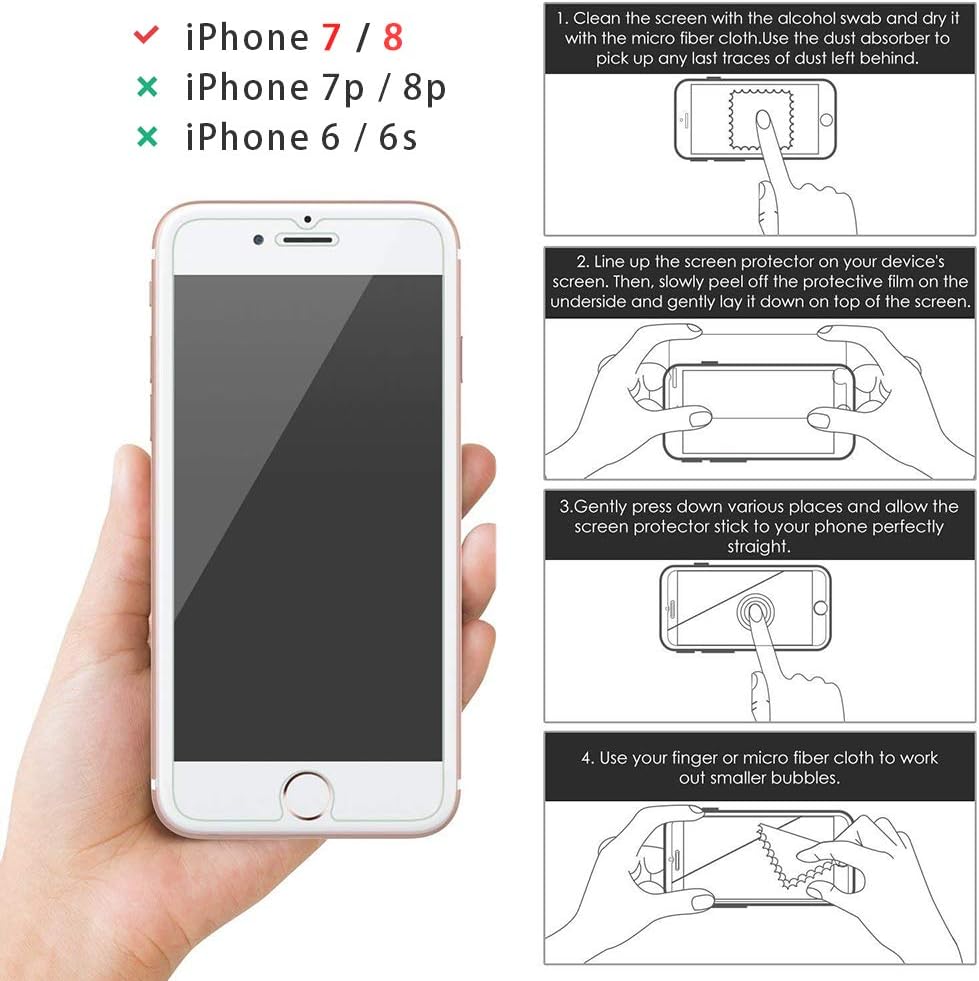 SUPBEC – Funda para iPhone 78  SE 2 con porta tarjetas y vidrio templado para proteger la pantalla (2 unidades), funda de silicona TPU a prueba de