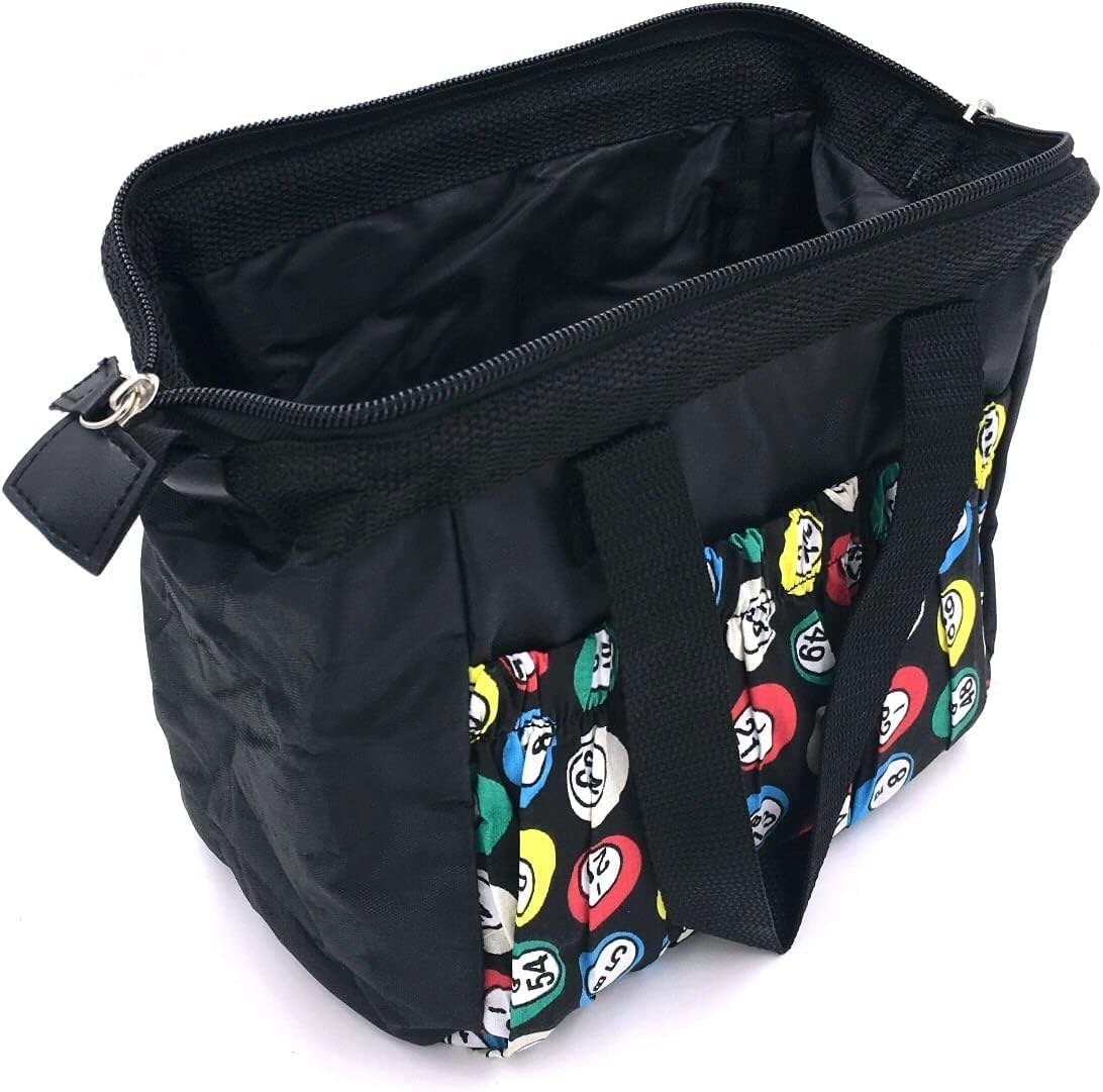 Bingo Dauber – Bolsa de 6 bolsillos duradera, regalo para amantes del bingo (con forro interior) con encanto de buena suerte Sweet on Bingo, Negro –