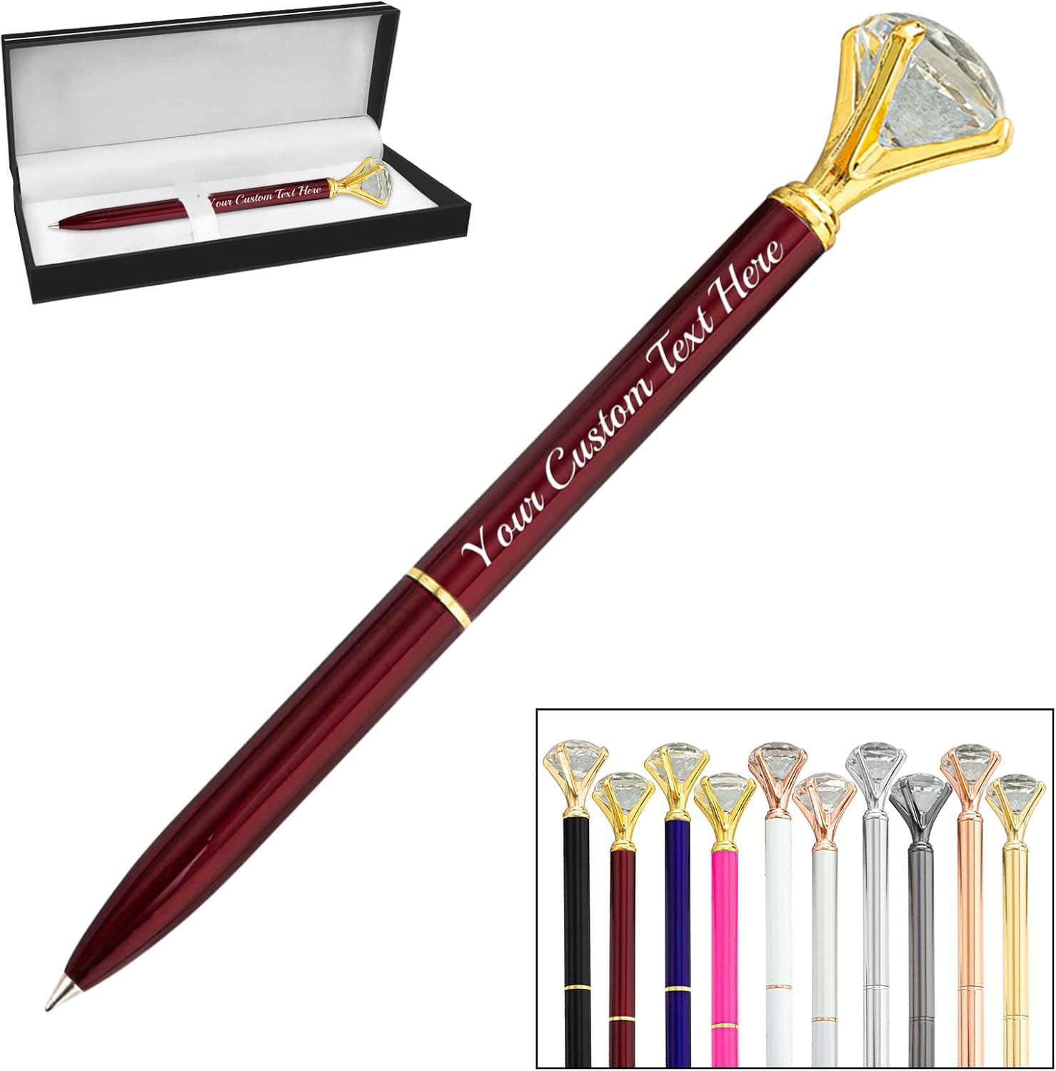 1 bolígrafo de diamante con cristal, bolígrafos personalizados a granel con grabado sin nombre, bolígrafos de diamante personalizados, lápiz óptico