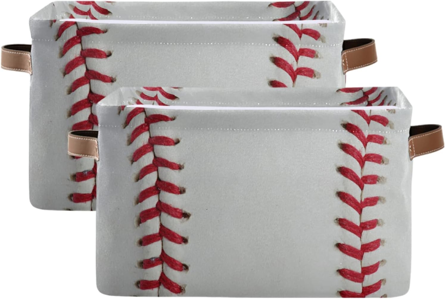 Cestas de almacenamiento plegables, cubos de almacenamiento de béisbol con asas, organizador de tela decorativa, cajas de almacenamiento para