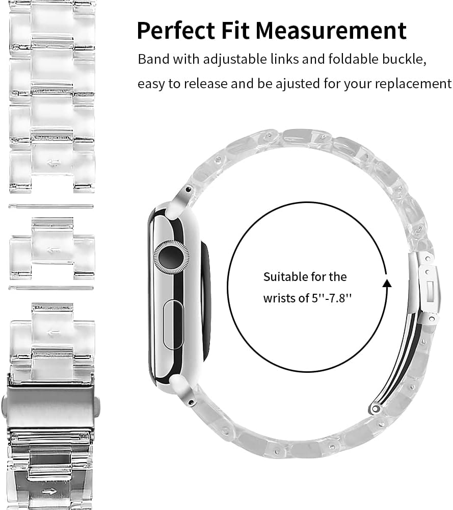OCEBEEC Correas de resina compatibles con Apple Watch de 1.496 in 1.575 in 1.614 in 1.654 in 1.732 in 1.772 in 1.929 in, correa de resina ligera de