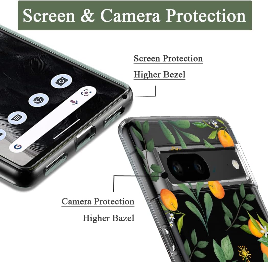 Unov Compatible con Pixel 7 Funda transparente con diseño de TPU suave, absorción de golpes, diseño delgado en relieve, cubierta trasera protectora