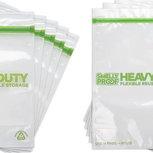 SMELLY PROOF Bolsas de almacenamiento reutilizables transparentes a prueba de olores, paquete de 10 unidades, extra grandes (12 x 16 pulgadas) y SMELLY PROOF Bolsas de almacenamiento reutilizables transparentes a prueba de olores, paquete de 10 unidades, extra grandes (12 x 16 pulgadas) y