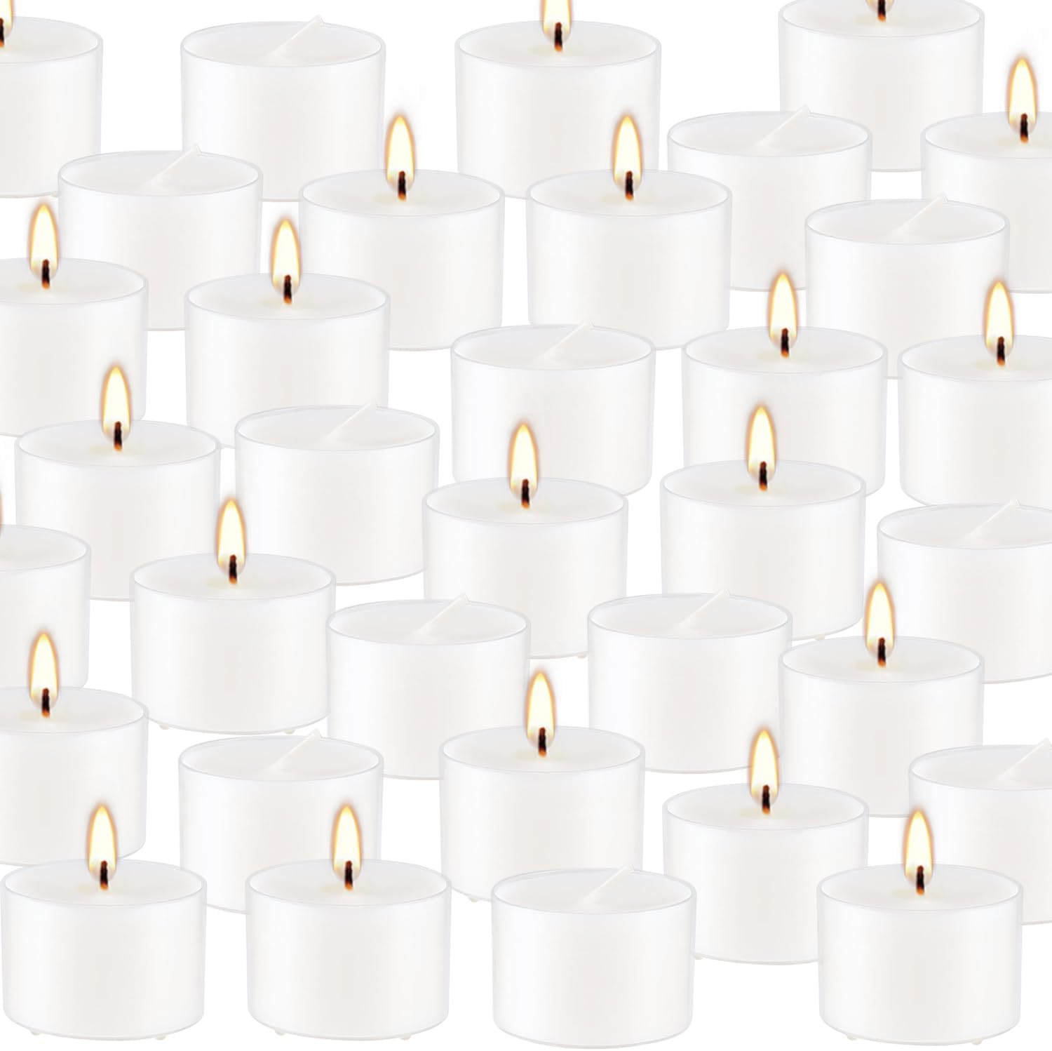 Juego de 50 velas aromáticas blancas a granel, cera de fragancia de vainilla con recipiente transparente, para restaurantes, cenas, bodas, baby