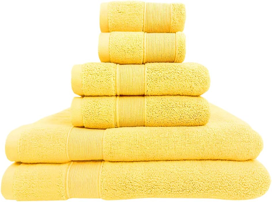 Juego de 6 toallas de baño para baño, juego de toallas de algodón suaves y cómodas, altamente absorbentes, 2 toallas de baño, 2 toallas de mano, 2