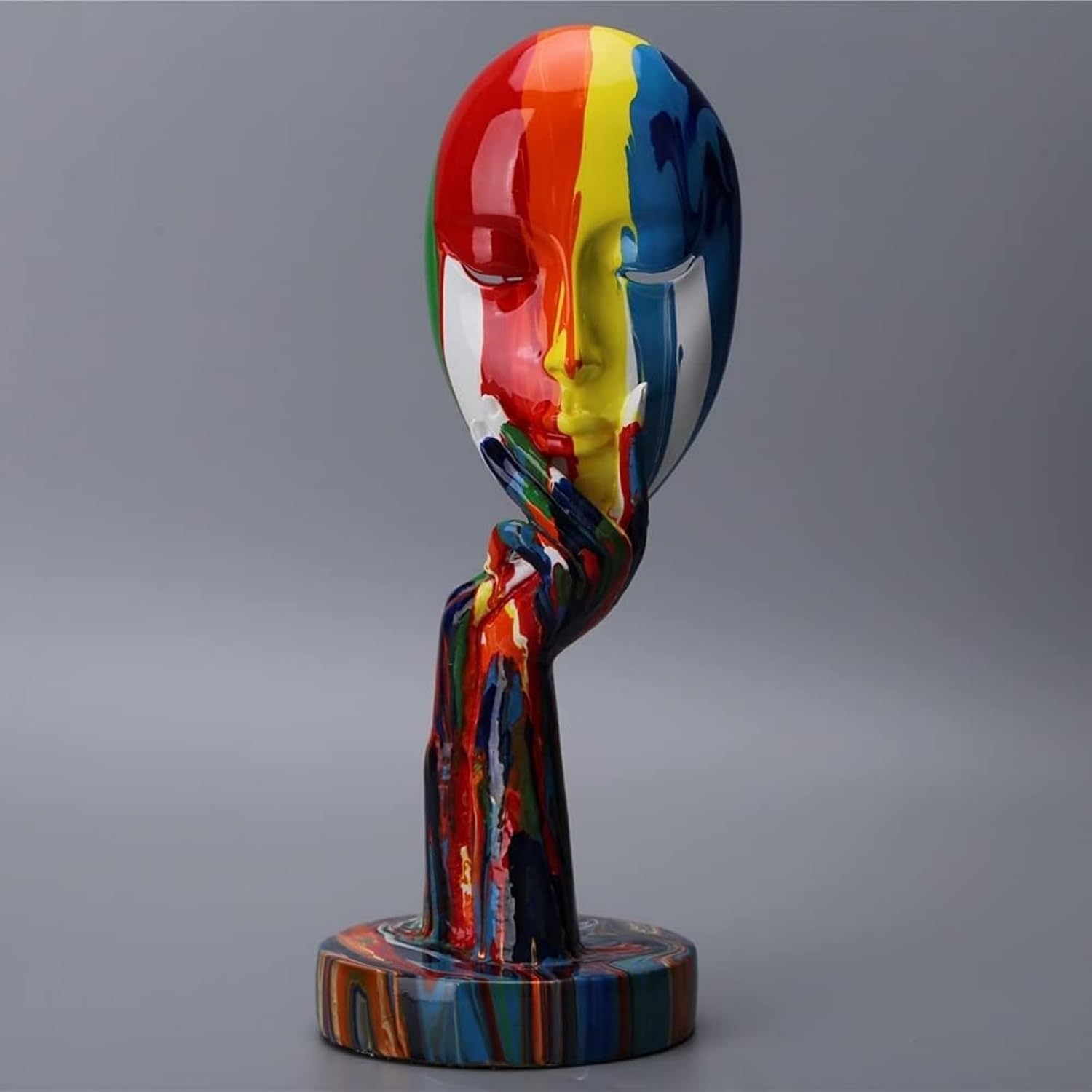 suruim Estatua de arte femenino simple y creativa, colorida, pensadora, escultura de personaje abstracto, manualidades, adorno para el hogar,