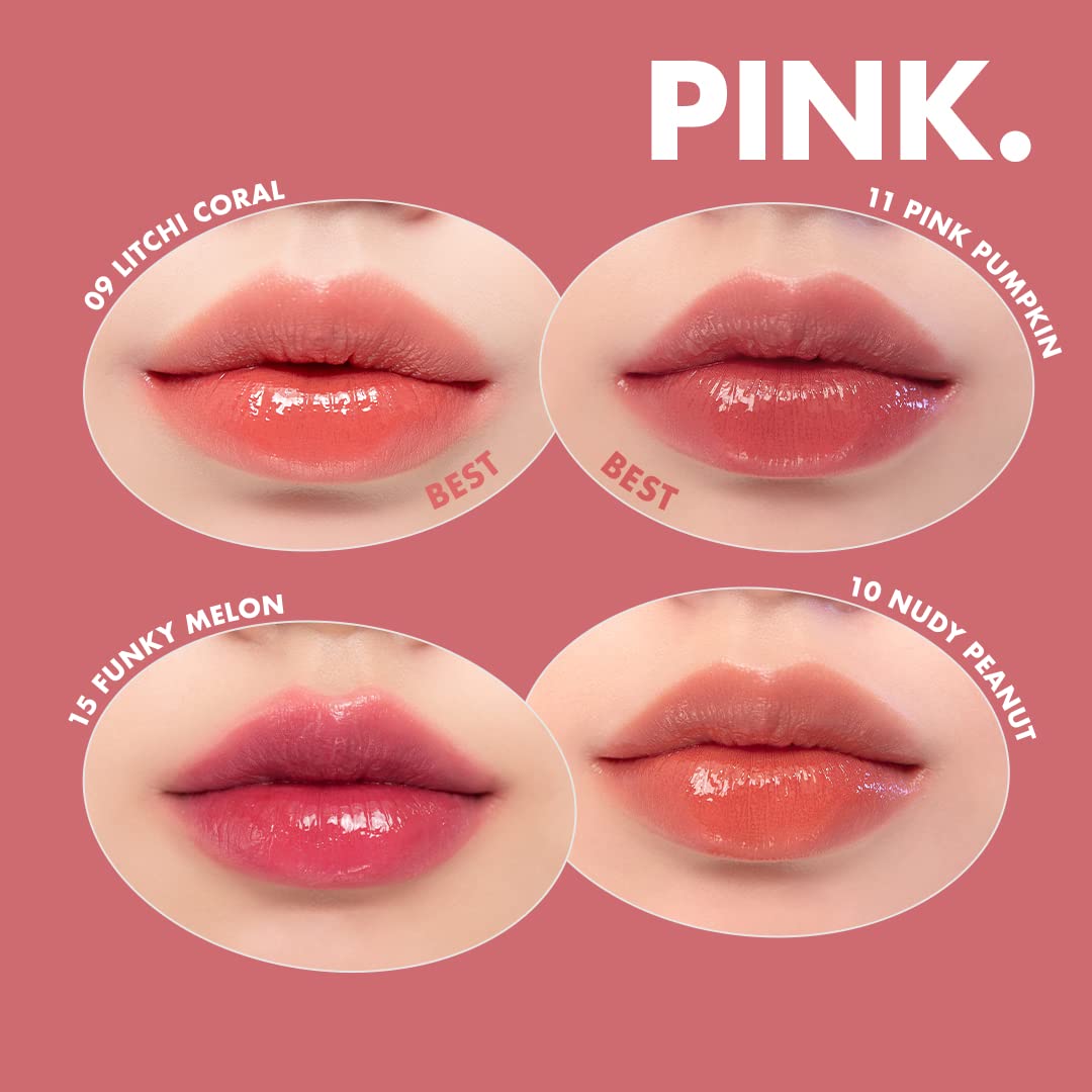 rom&nd Juicy Lasting – Tinte de labios de color intenso con acabado jugoso y brillante, de larga duración, efecto MLBB, hidratante, altamente