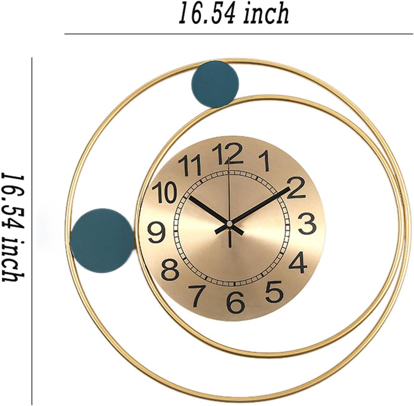 Reloj de pared de estilo decorativo y marco de metal, reloj de arte moderno de 16.54 x 16.54 pulgadas, oro para decoración del hogar, reloj de pared