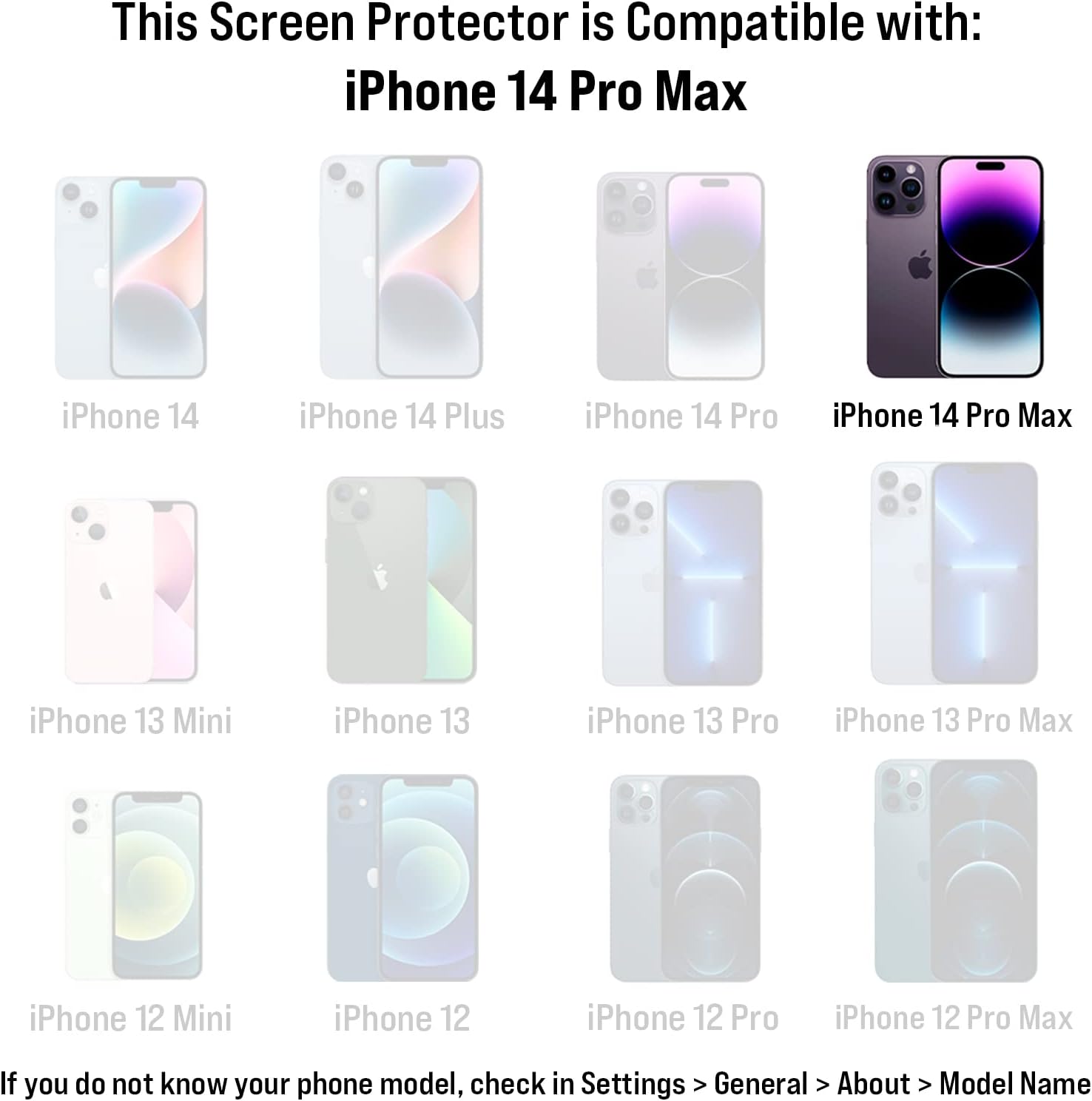 Scooch Protector de pantalla para iPhone 14 Pro Max (paquete de 3) vidrio templado 9H de alta calidad, antiarañazos, antihuellas, resistente a los