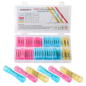 110 conectores termorretráctiles para terminales de crimpado de alambre eléctrico impermeable aislados, empalme a tope para automóviles marinos de 3 110 conectores termorretráctiles para terminales de crimpado de alambre eléctrico impermeable aislados, empalme a tope para automóviles marinos de 3