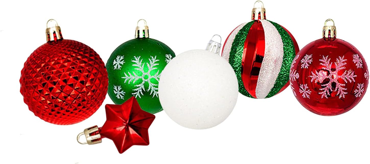 44 bolas de Navidad para decorar el árbol de Navidad, adornos colgantes de Navidad brillantes, adornos colgantes de Navidad negro y dorado (rojo,