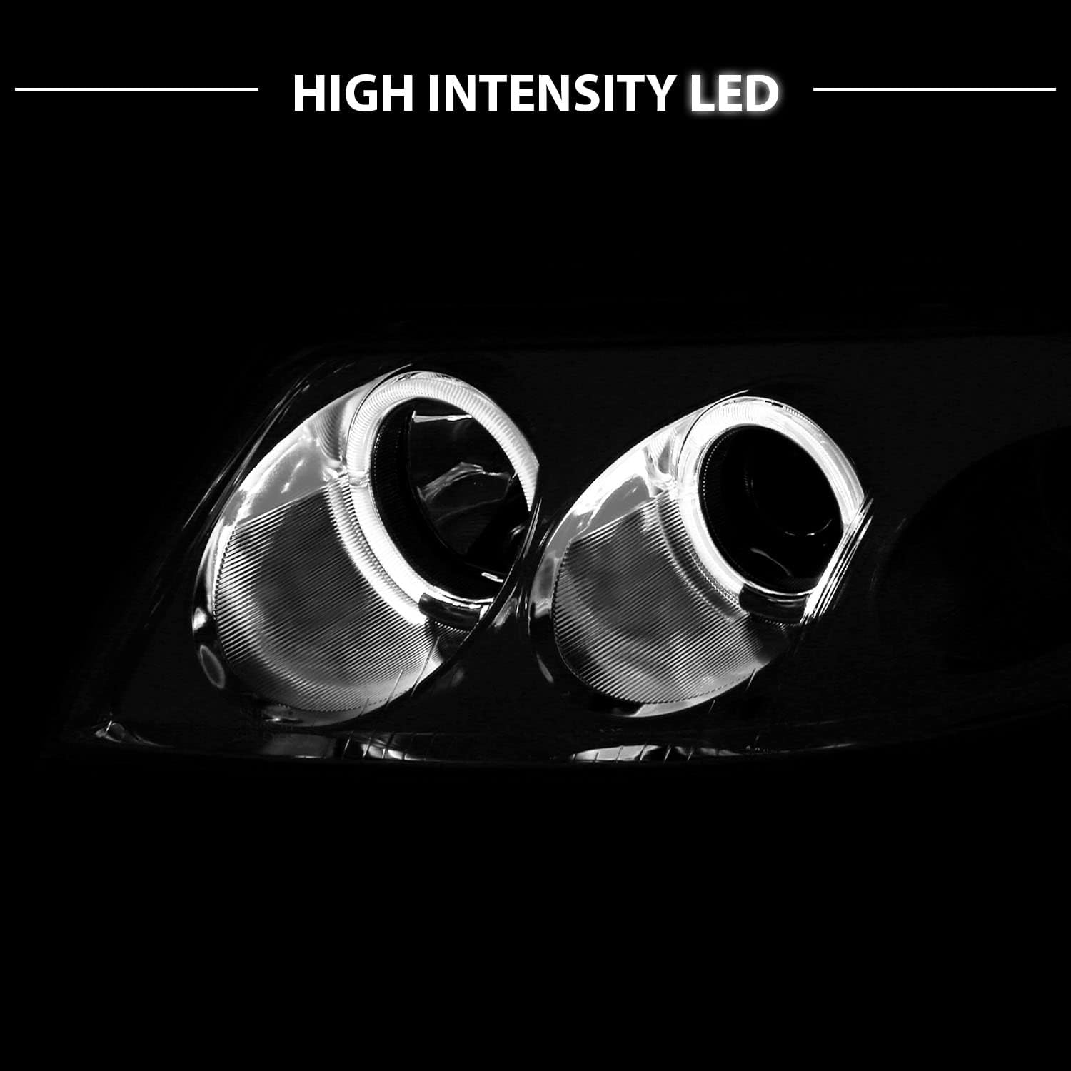 AmeriLite Faros delanteros de repuesto para proyector con halo LED dual cromado para Volkswagen Passat B5.5 02-05 – lado del pasajero y del conductor