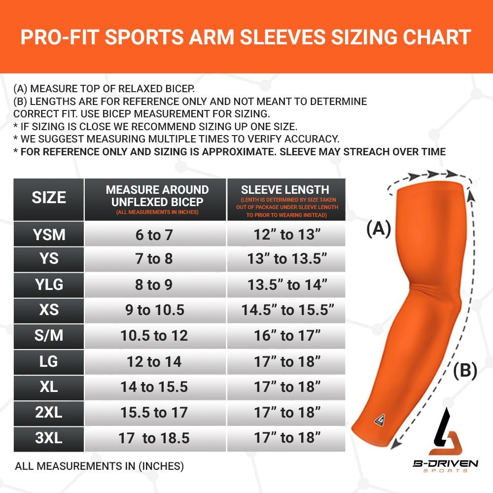 B-Driven Premium Pro-Fit Sports – Manga de compresión para brazo (individual) con diseños patrióticos, mangas para brazo de béisbol, hombres,