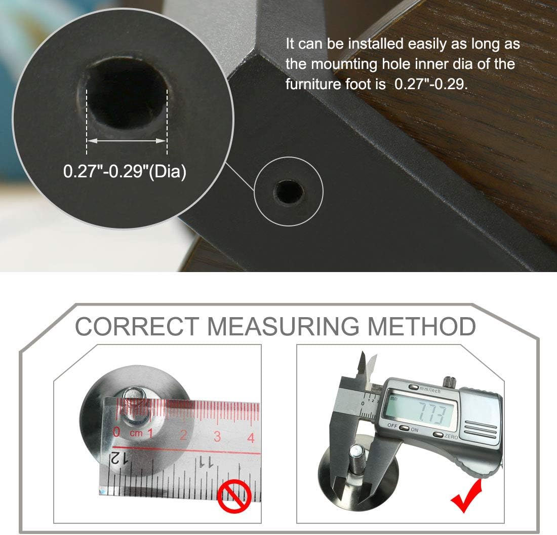 uxcell M8 x 0.984 x 1.181 in Tornillo en muebles Pies niveladores antideslizantes Protector de piso Nivelador ajustable para silla Pierna de máquina