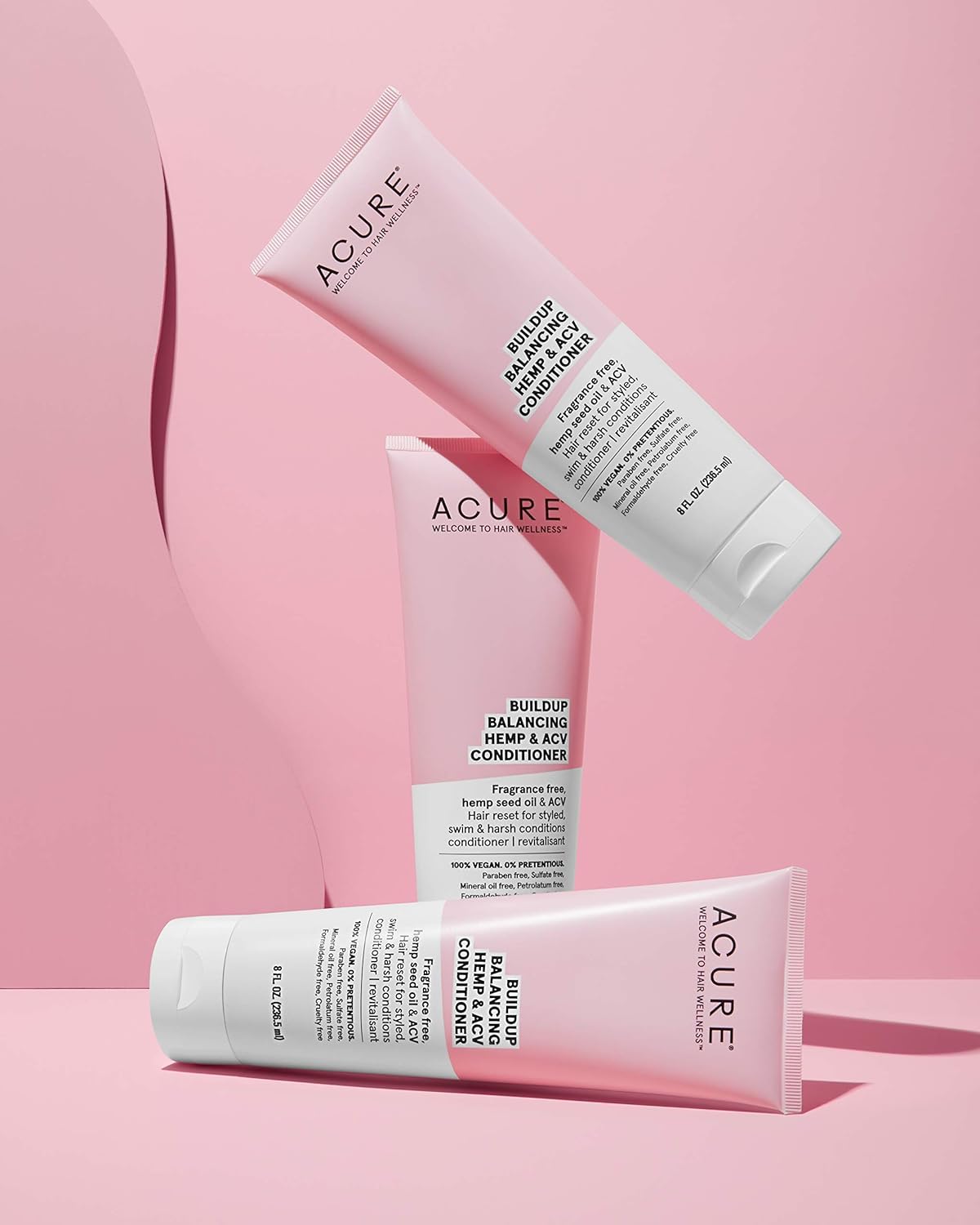 Acure Buildup Balancing Hemp & Apple Cider Vinegar Conditioner  100% Vegan  Resets & Balances Hair for Styled, Swim & Harsh Conditions  Fragrance