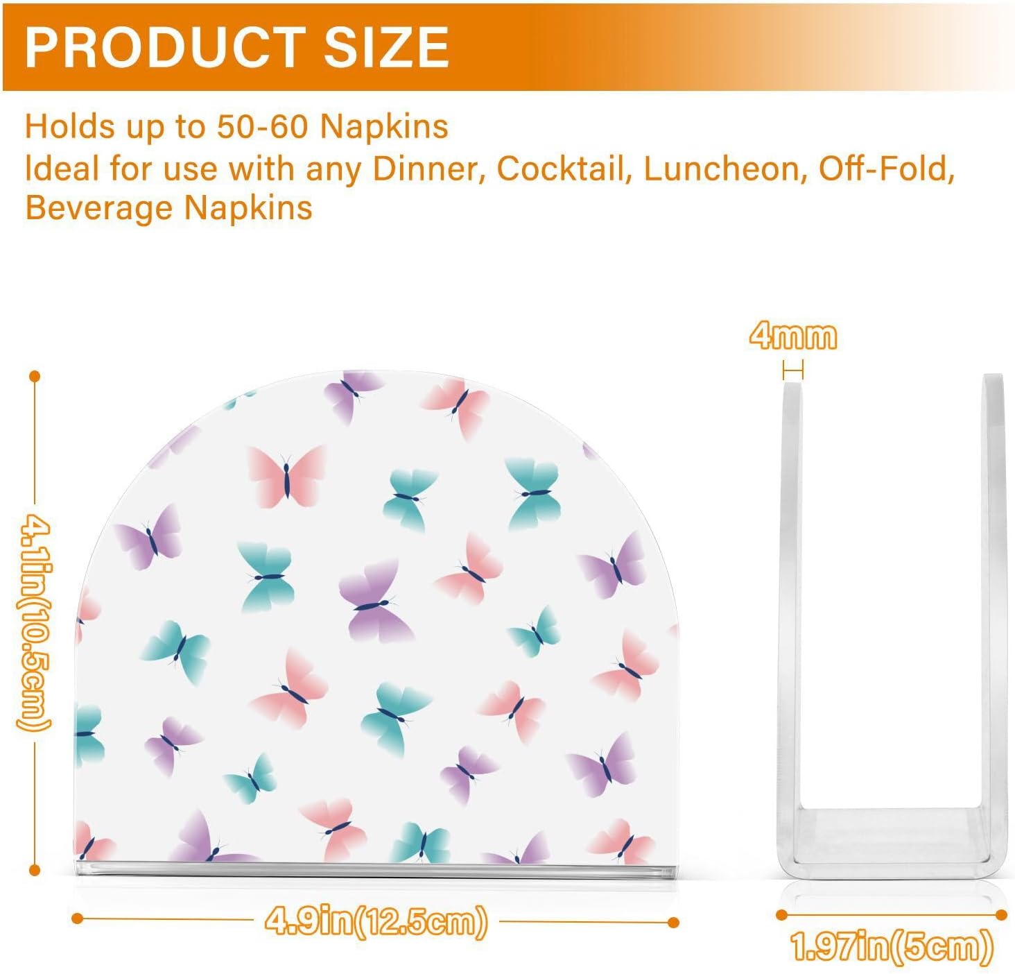 Butterfly Acrylic Napkin Holder Clear Paper Napkin Table Tabletop Tissue Dispenser Kitchen Dining Room Bathroom Party Hotel Decor