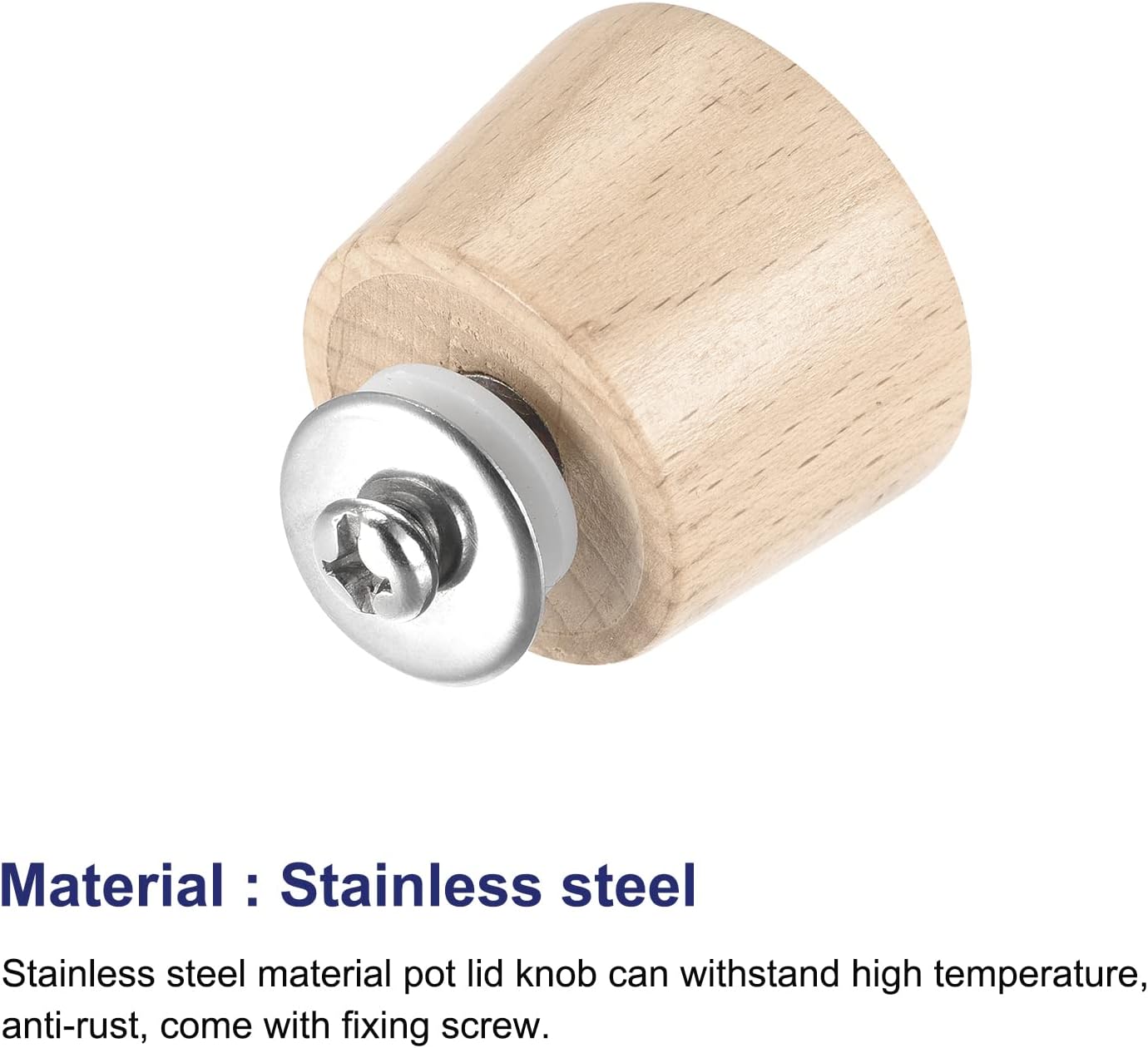 MECCANIXITY Pomo universal para tapa de olla, perilla de repuesto de madera de 1.614 x 1.339in para tapa de olla, paquete de 2