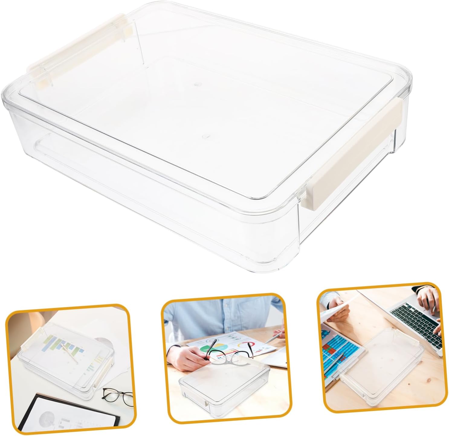 MAGICLULU Caja de plástico Contenedores de almacenamiento de fotos Contenedores de documentos para organizar documentos, organizador de documentos,